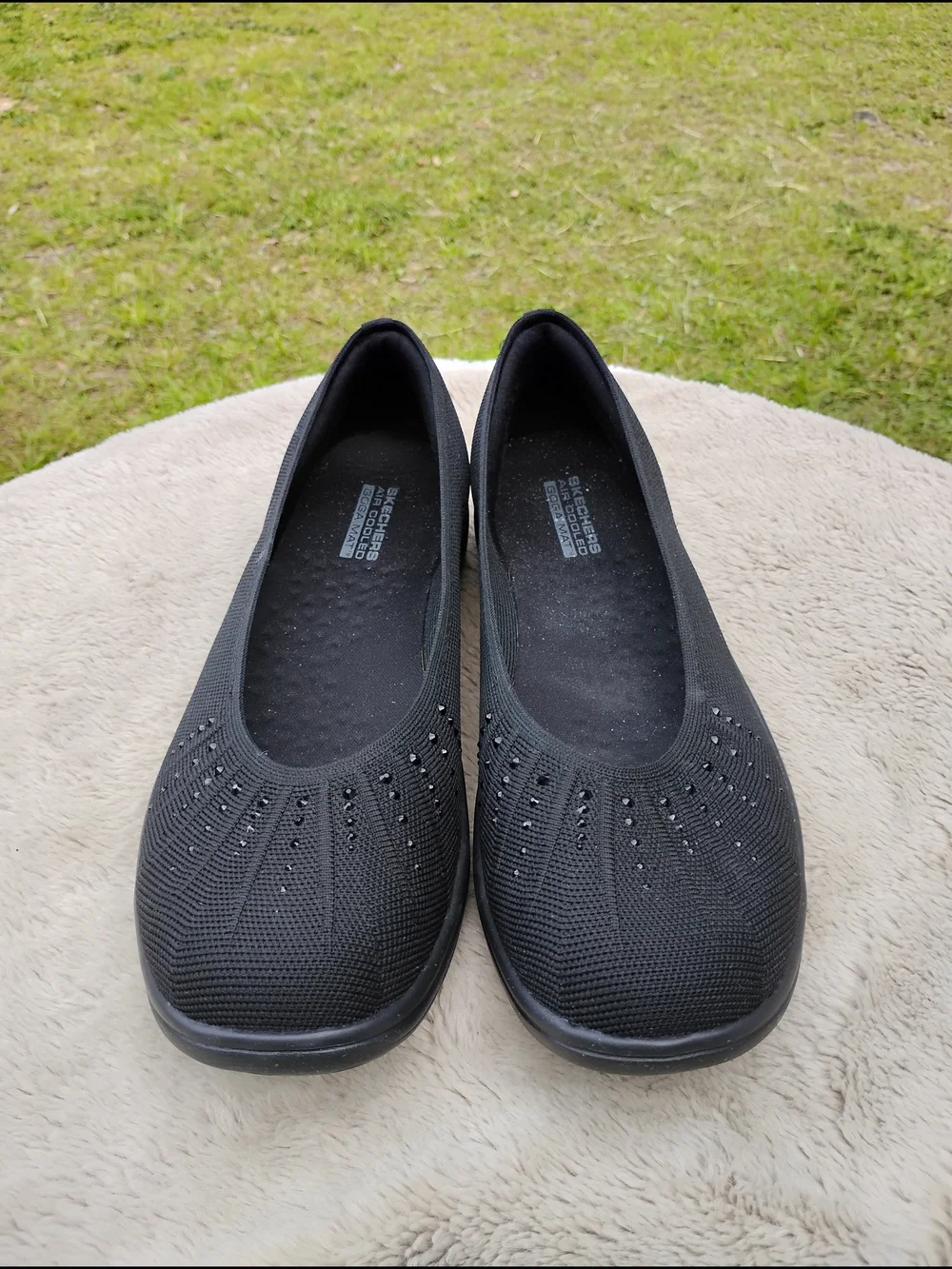 Skechers Shoes Women's 11 Solid Black Air Cooled Memory Foam Ballet Flats - Picture 2 of 6